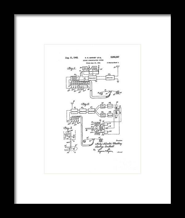 Patent Number 2292387 Framed Print featuring the photograph Frequency-hopping Communications Patent by Us National Archives And Records Administration/science Photo Library