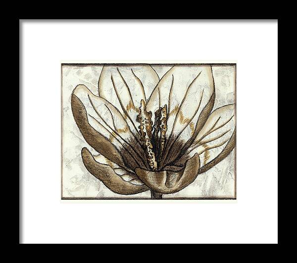 Botanical & Floral Framed Print featuring the painting Fresco Flowerhead Iv by Nancy Slocum