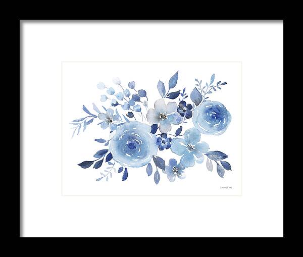 Black Framed Print featuring the painting Fresh Blue Bower I by Danhui Nai