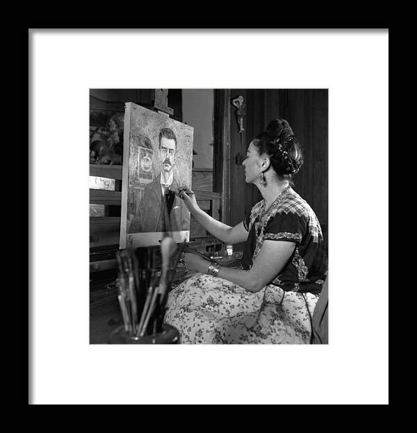 Artist Framed Print featuring the painting Frida Kahlo by Gisele Freund
