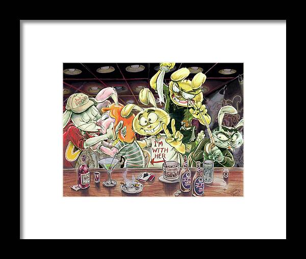 Animals Framed Print featuring the drawing Friends like these. by Kynn Peterkin