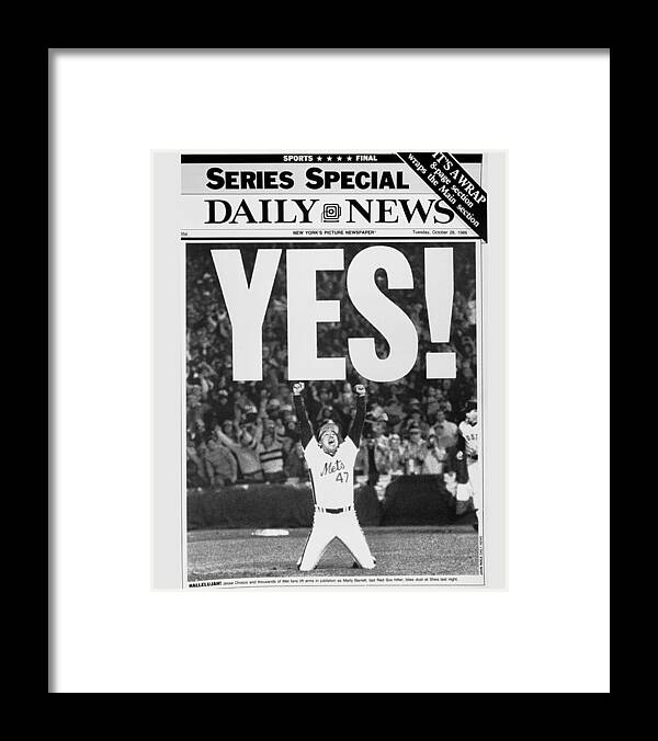 1980-1989 Framed Print featuring the photograph Friont Page, Jesse Orosco And Thousands by New York Daily News Archive