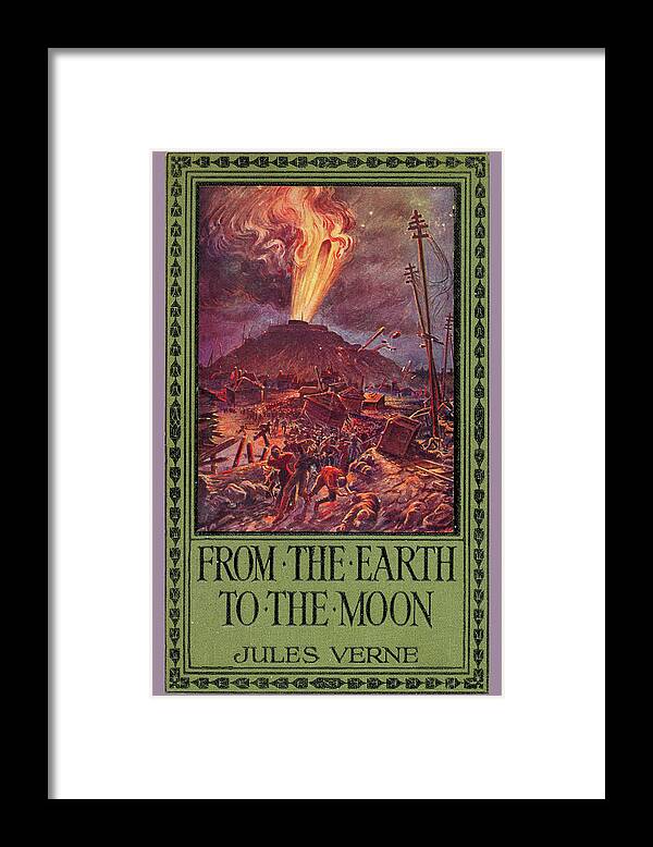 Volcano Framed Print featuring the painting From Earth to the Moon by Jules Verne