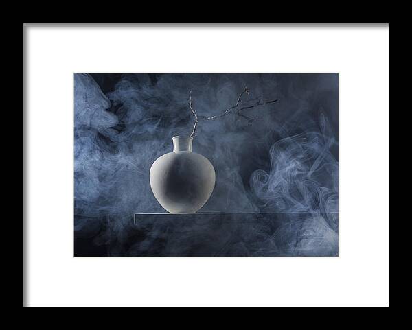 Vase Framed Print featuring the photograph From The Series "smoke And Ceramics" by Evgeniy Popov