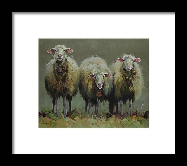 Farm Animals Framed Print featuring the painting Front Line by Carolyne Hawley
