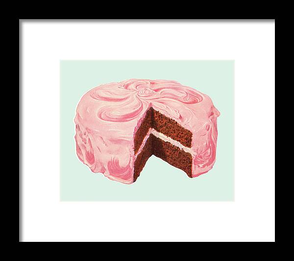 Bake Framed Print featuring the drawing Frosted Layer Cake by CSA Images