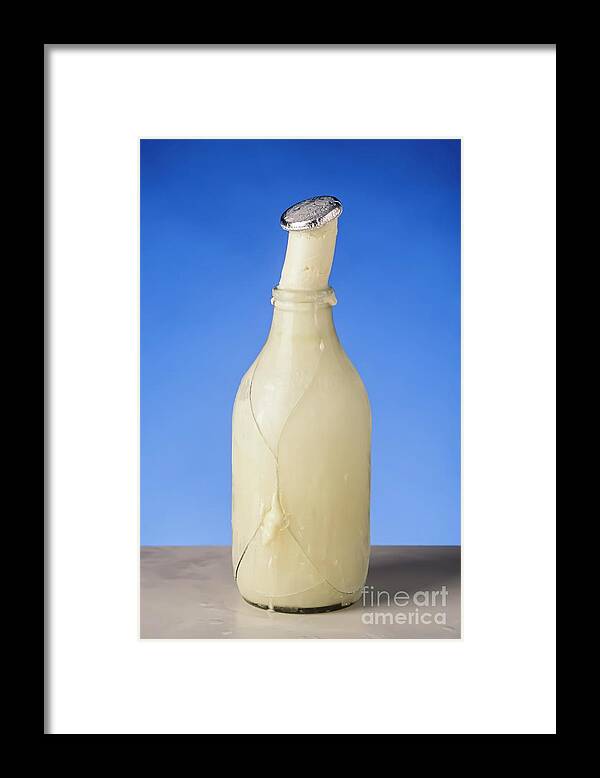 Bottle Framed Print featuring the photograph Frozen Bottle Of Milk by Martyn F. Chillmaid/science Photo Library