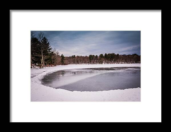 Clouds Framed Print featuring the photograph Frozen Mill Pond by Sandra Foyt