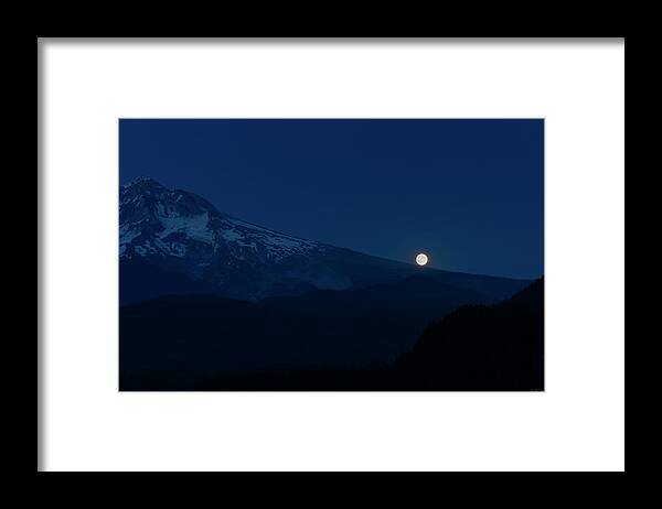 Mt. Hood Framed Print featuring the photograph Full Moon On Mt. Hood Flanks by Dee Browning
