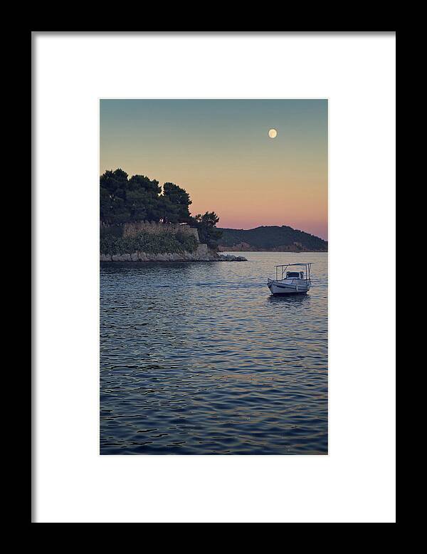 Tranquility Framed Print featuring the photograph Full Moon Rising by Dreaming For A Living