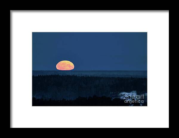 Astronomical Framed Print featuring the photograph Full Moon Setting At Night by Pekka Parviainen/science Photo Library