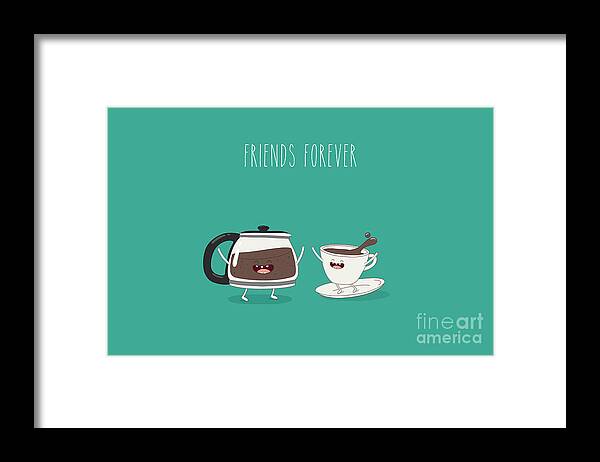Friendship Framed Print featuring the digital art Funny Cup Of Coffee And Funny Coffee by Serbinka
