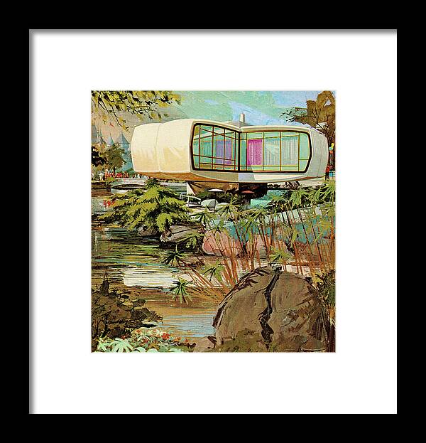 Architecture Framed Print featuring the drawing Futuristic House by CSA Images