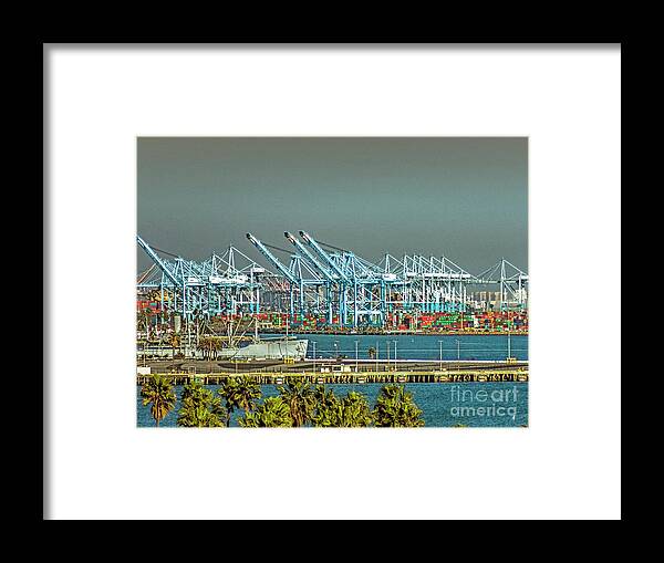 Gantry Cranes San Pedro Waterfront Framed Print featuring the photograph Gantry Cranes San Pedro Waterfront by David Zanzinger