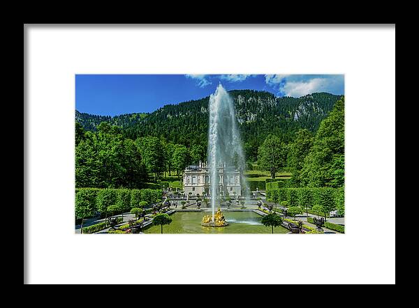 Linderhof Palace Framed Print featuring the photograph Garden Fountain of Linderhoff Palace by Marcy Wielfaert