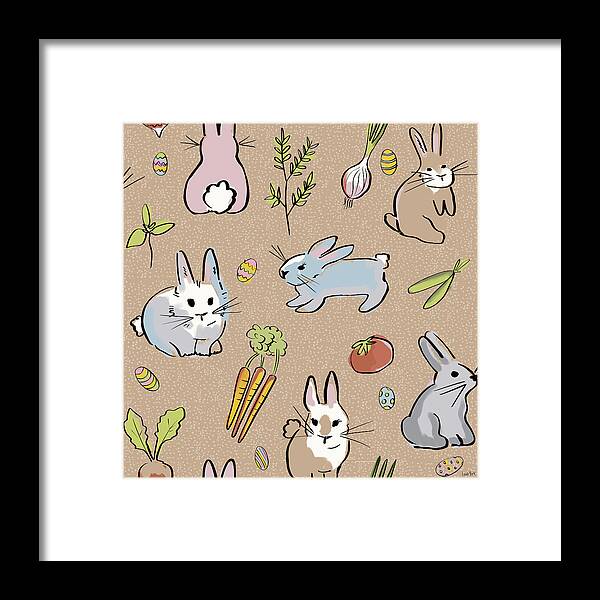 Animals Framed Print featuring the drawing Garden Treasures Pattern Ic by Leah York