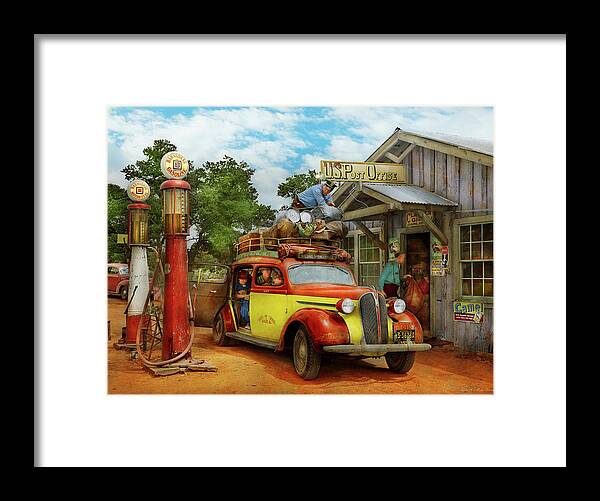 Gas Station Framed Print featuring the photograph Gas Station - Fresh delivery to Pie Town 1940 by Mike Savad