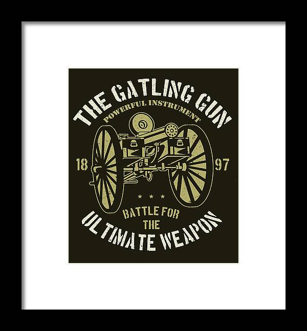 Gatling Framed Print featuring the digital art Gatling gun by Long Shot