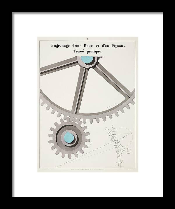 Plan Framed Print featuring the photograph Gear With Cogwheels, 1856 by Science & Society Picture Library