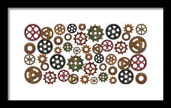 Gears Framed Print featuring the digital art Gears by Retroplanet