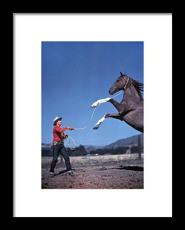 Horse Framed Print featuring the photograph Gene Autry With Champion The Wonder by Donaldson Collection