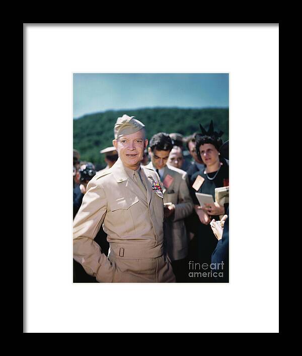 Mature Adult Framed Print featuring the photograph General Dwight Eisenhower Talking by Bettmann