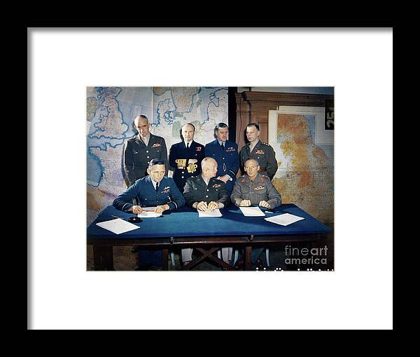 Mature Adult Framed Print featuring the photograph General Eisenhower With Staff by Bettmann
