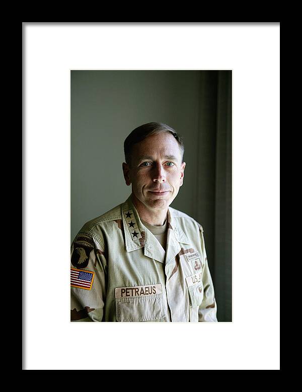 Headshot Framed Print featuring the photograph General Petraeus Charged With by Brent Stirton
