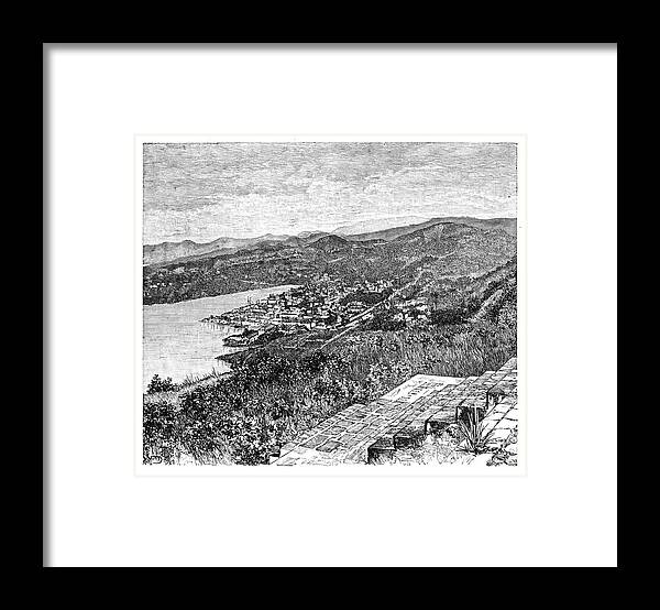 Engraving Framed Print featuring the drawing General View Of Castries, St Lucia by Print Collector