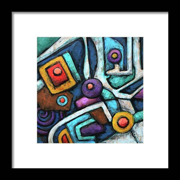 Abstract Framed Print featuring the painting Geometric Abstract 6 by Amy E Fraser