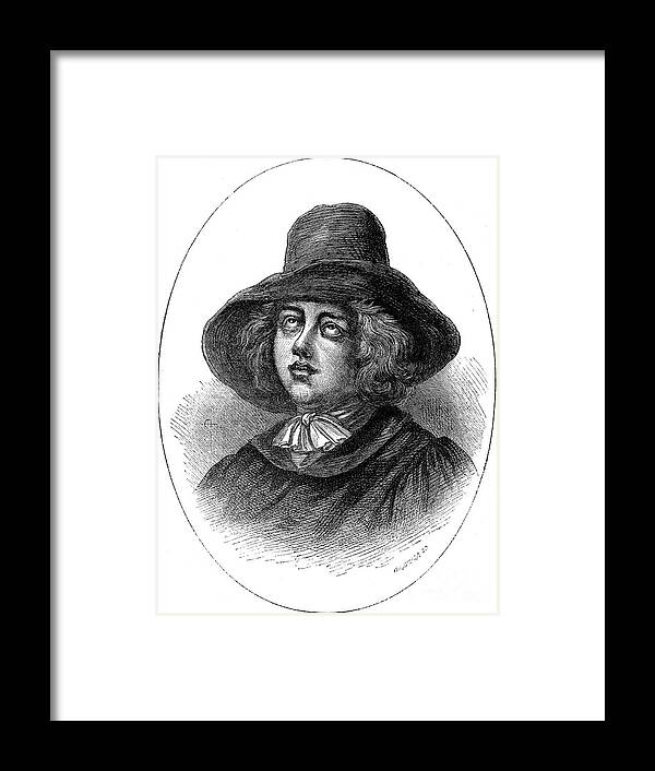 Engraving Framed Print featuring the drawing George Fox, Founder Of The Quakers by Print Collector