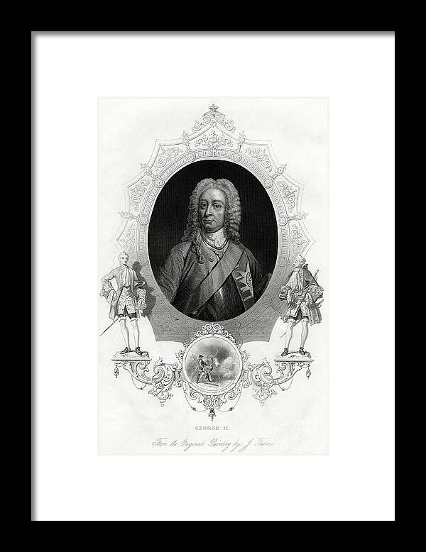 Engraving Framed Print featuring the drawing George II, King Of Great Britain by Print Collector