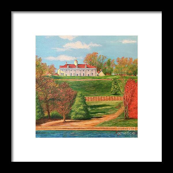 Landscape Framed Print featuring the painting George Washington's Mount Vernon by Aicy Karbstein