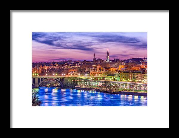 Landscape Framed Print featuring the photograph Georgetown, Washington Dc, Usa Skyline by Sean Pavone