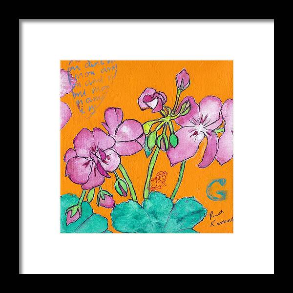 Flowers Framed Print featuring the painting Geraniums by Ruth Kamenev