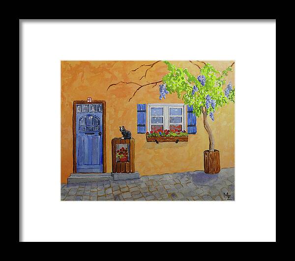 Street Scene Framed Print featuring the painting German Street by Margaret Zabor