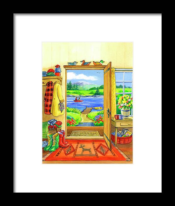 Nautical & Coastal Framed Print featuring the painting Getaway Cabin by Geraldine Aikman