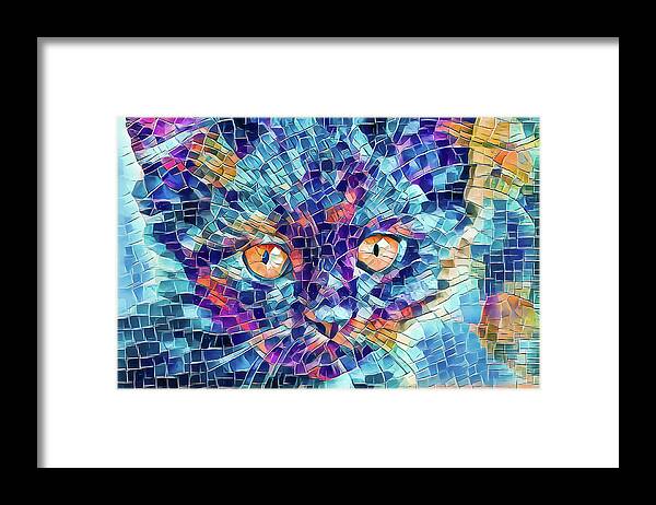 Kitten Framed Print featuring the digital art Giant Head Mosaic Colorful by Don Northup