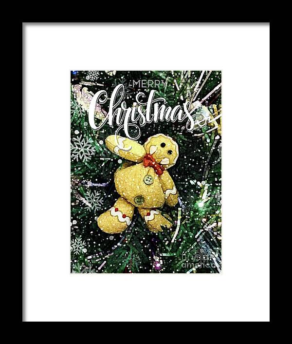 Christmas Framed Print featuring the digital art Gingerbread Man Christmas by Jackie MacNair