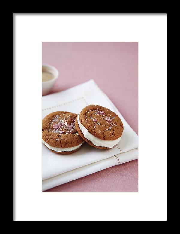 Temptation Framed Print featuring the photograph Gingersnap Cream Filled Cookies by Jacob Snavely