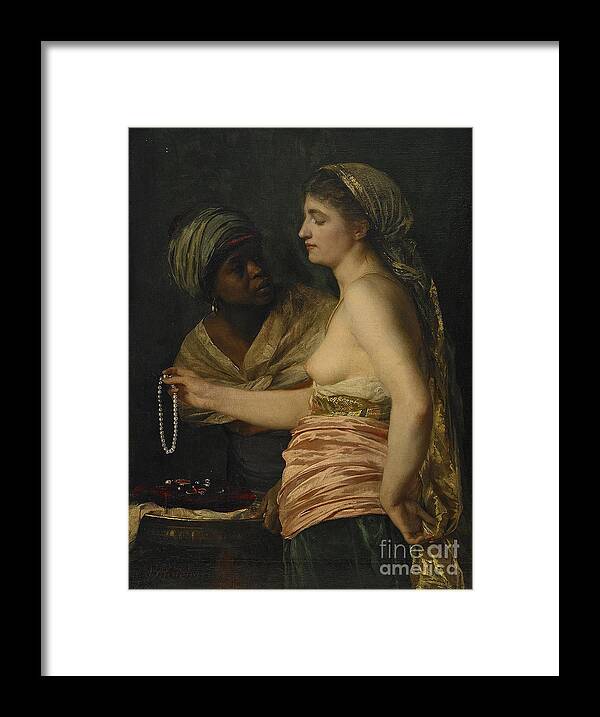 Oil Painting Framed Print featuring the drawing Girl With A Pearl Necklace, 1874 by Heritage Images