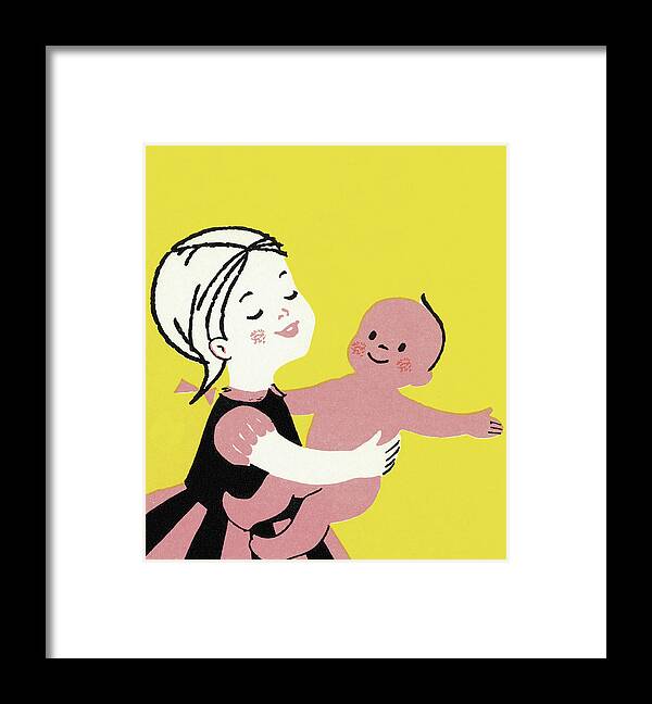 Baby Framed Print featuring the drawing Girl With Doll by CSA Images