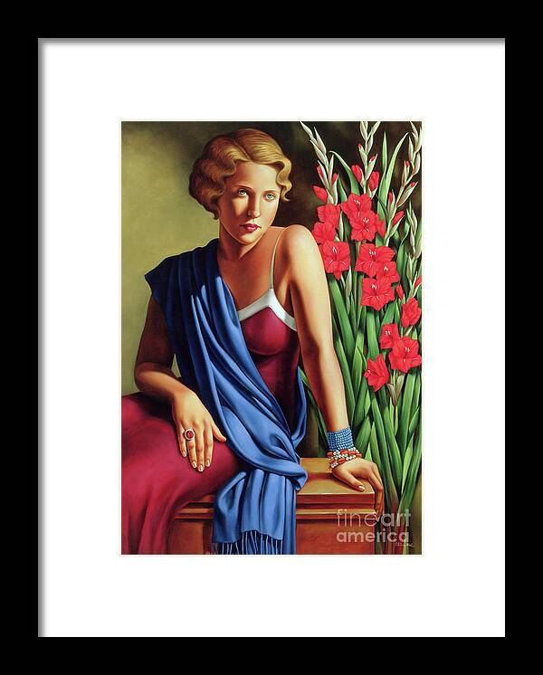 30s Framed Print featuring the painting Girl With The Scarab Ring by Catherine Abel