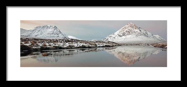 Glencoe Framed Print featuring the photograph Glencoe Snow Mountain Winter Sunrise by Grant Glendinning
