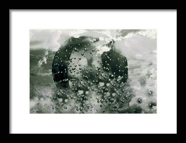 Abstract. Black_and_white Framed Print featuring the mixed media Global Warming by Gerlinde Keating