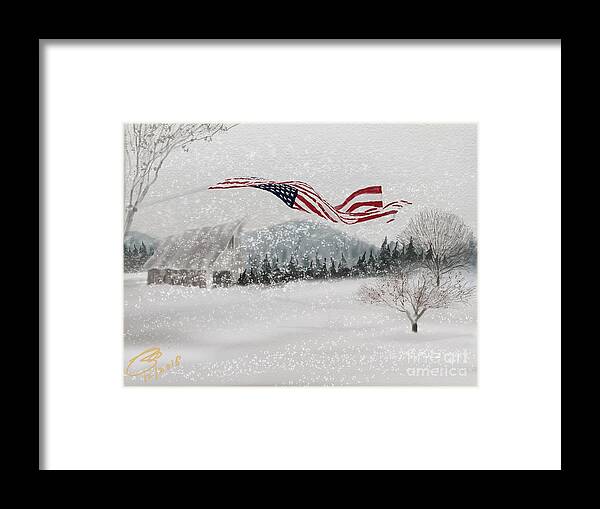 Old Glory Framed Print featuring the digital art Glorious Snow Day -- 2018 by Joel Deutsch