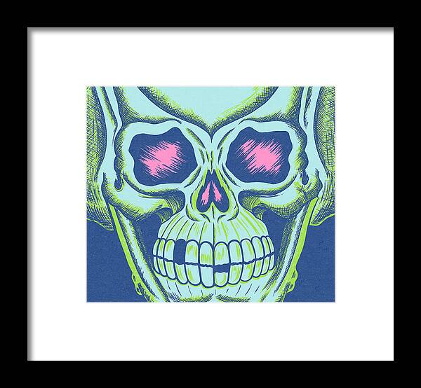 Afraid Framed Print featuring the drawing Glowing Eyes Skull by CSA Images