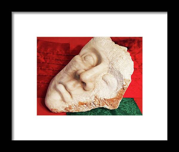 Hand-carved Sculpture Framed Print featuring the sculpture Gnothi Seauton by Linda N La Rose
