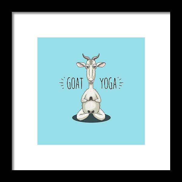 Goat Yoga Framed Print featuring the digital art GOAT YOGA - Meditating Goat by Laura Ostrowski