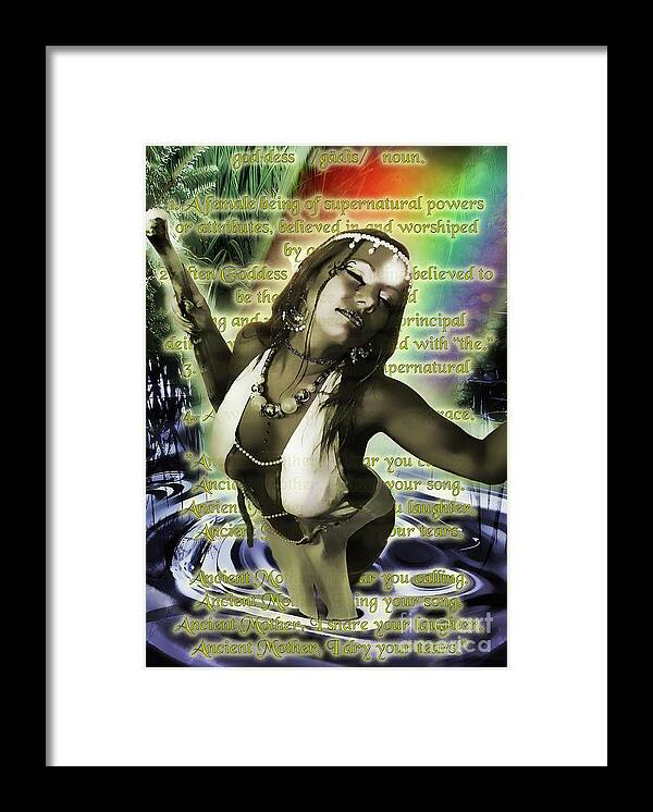 Dark Framed Print featuring the digital art Goddess Blessings by Recreating Creation